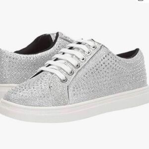 Bagley Mischka Silver Sparkle Lace-Up Sneakers 8